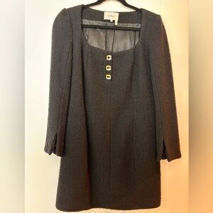 ba&sh Black Midi Dress with Gold Buttons